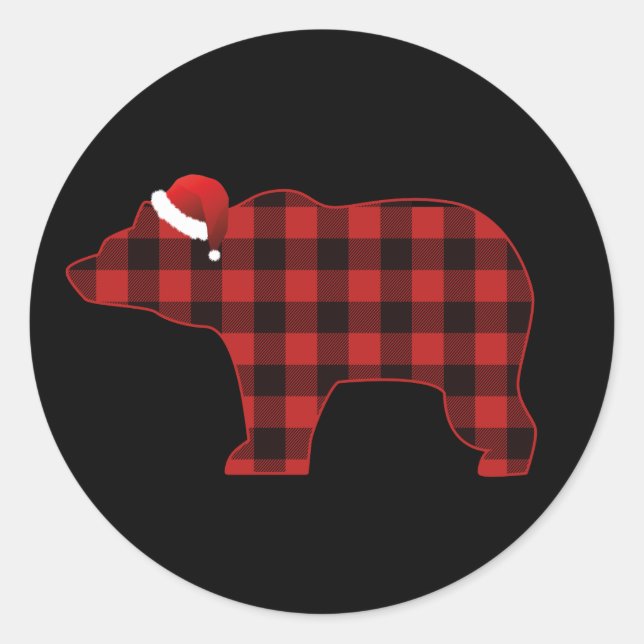 Simple Bear Silhouette Buffalo Christmas Holiday Classic Round Sticker (Front)