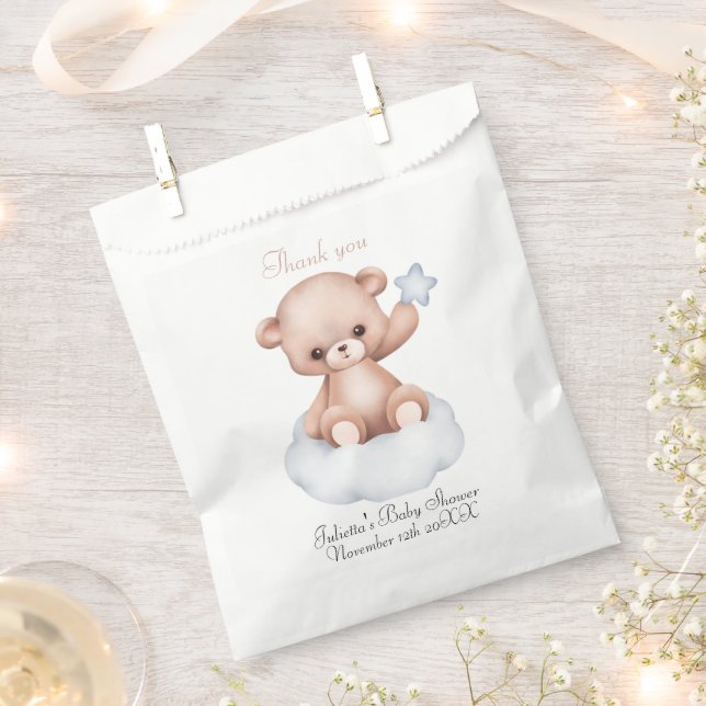 Simple Bearly Baby Shower Favor Bag (Clipped)