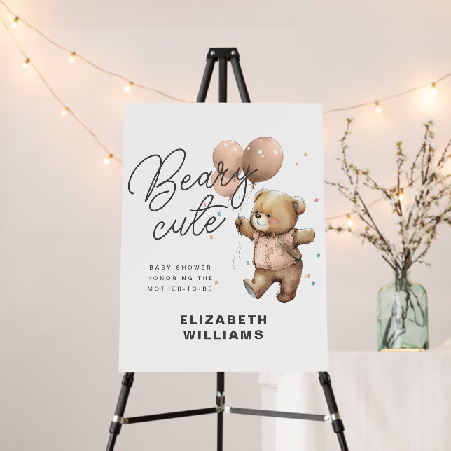 Simple Beary Cute Baby Shower Poster Party Sign (In Situ (Stand))