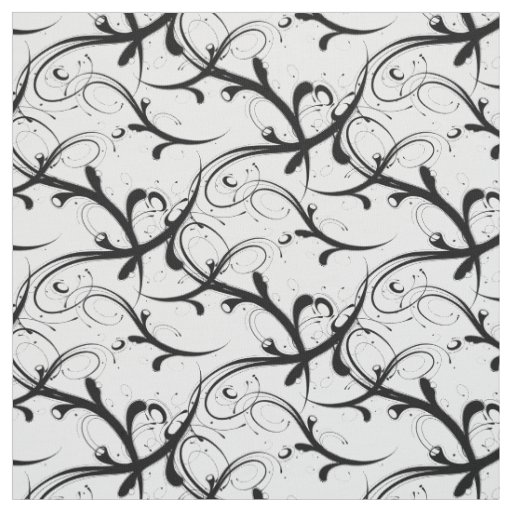 Simple Beautiful Black and White Scroll Fabric