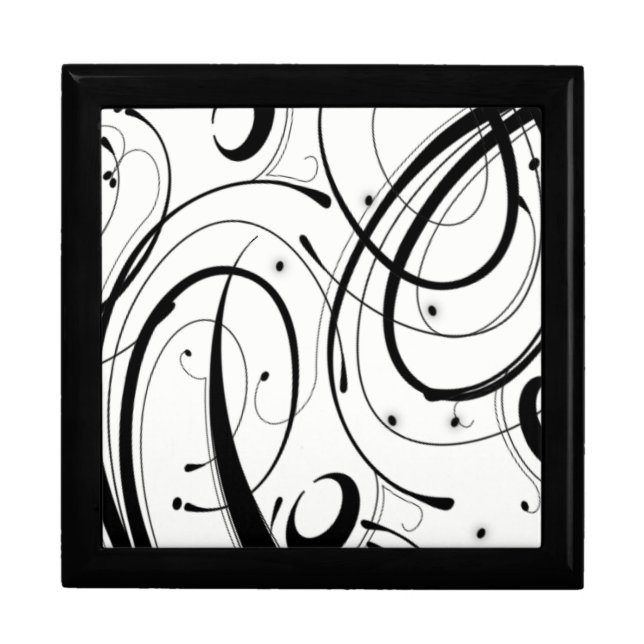 Simple Beautiful Black and White Scroll Gift Box (Front)