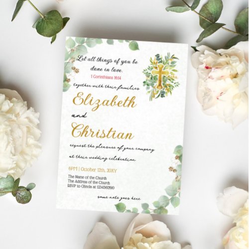 Simple Beautiful Christian Wedding  Invitation