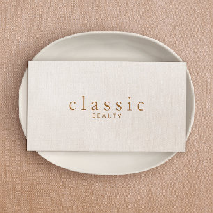 Simple Beauty Beige Linen Look Business Card