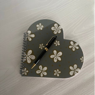 Simple Beauty Gray and White Forget Me Nots Notebook