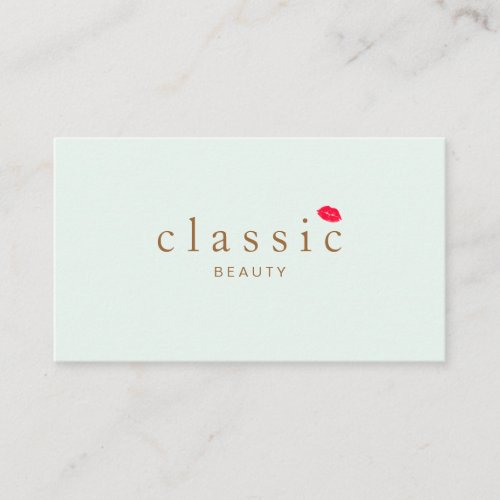 Simple Beauty Light Aqua Blue Red Lips Business Card