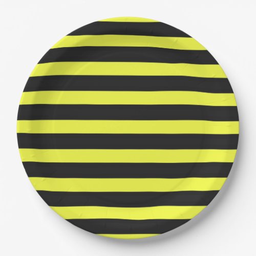 Simple Bee Inspired Black and Yellow Stripes Paper Plates