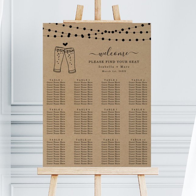 Simple Beer Toast Wedding Seating Chart Foam Board (Creator Uploaded)