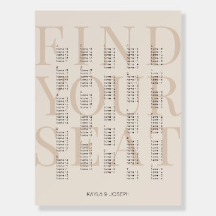 Simple Beige Alphabetical Seating Chart Board