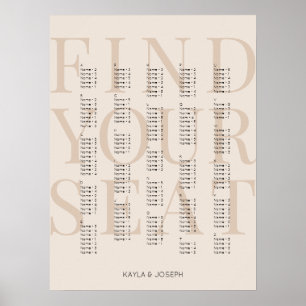 Simple Beige Alphabetical Seating Chart Sign