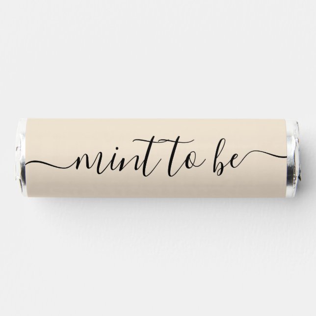 Simple Beige and Black "Mint to Be" Favor Label (Front)