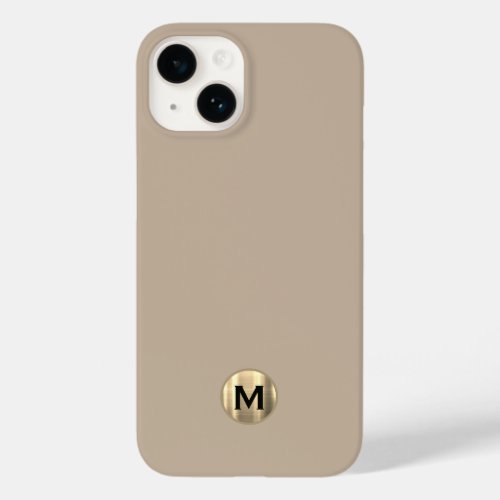 Simple Beige Brushed Gold Monogram Case_Mate iPhone 14 Case