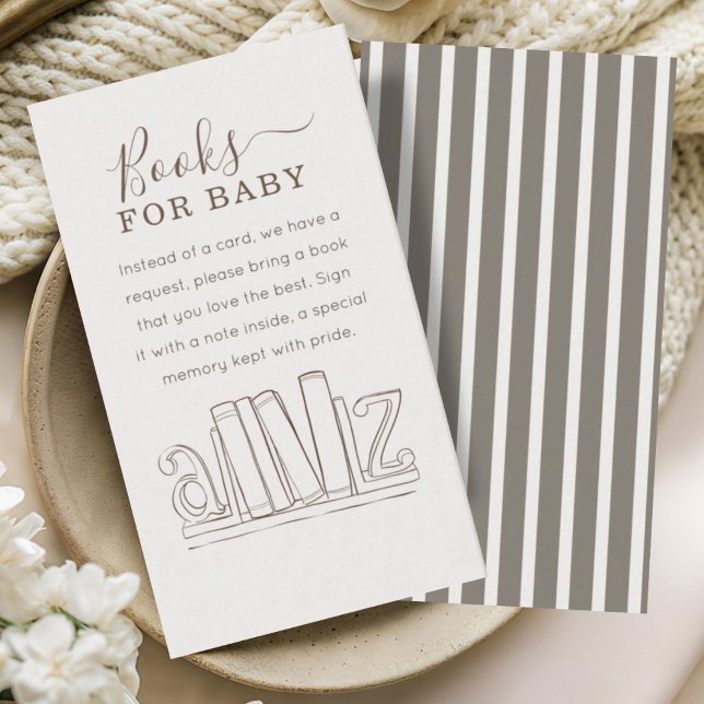 Simple Beige Cafe Stripes Books for Baby Enclosure Card (Creator Uploaded)