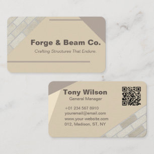Simple Beige Concrete Bricks Wall Construction Business Card
