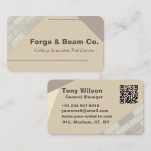 Simple Beige Concrete Bricks Wall Construction Business Card