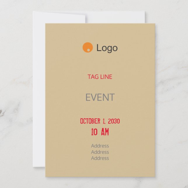 Simple Beige Corporate Invitation (Front)