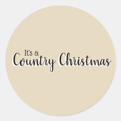 Simple Beige Country Christmas  Classic Round Sticker