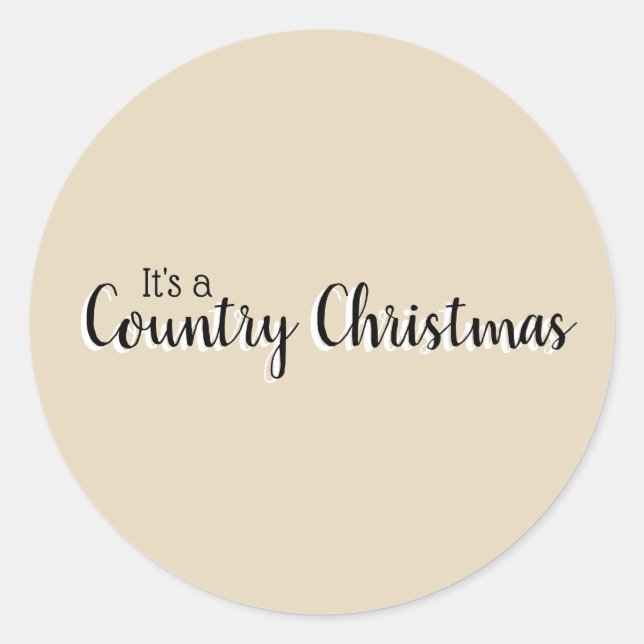 Simple Beige Country Christmas  Classic Round Sticker (Front)