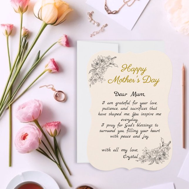 Simple Beige Custom Letter Mother’s Day Card (Creator Uploaded)