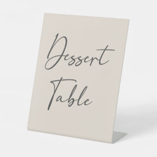 Simple Beige Elegant Wedding Dessert Table Sign