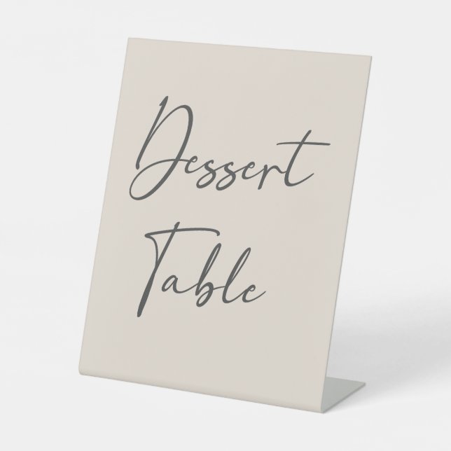 Simple Beige Elegant Wedding Dessert Table Sign (Front)