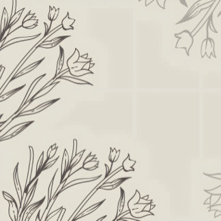 Simple Beige Floral Outline Name Mail Address Label