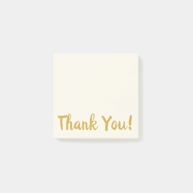 Simple Beige & Gold Thank You Notes (Front)