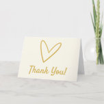 Simple Beige & Gold Typography Heart Thank You