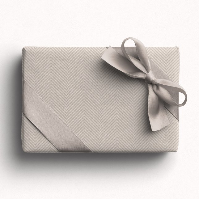 Simple beige herringbone tweed neutral holiday wrapping paper (Creator Uploaded)
