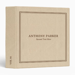 Simple Beige Leather Look   3 Ring Binder