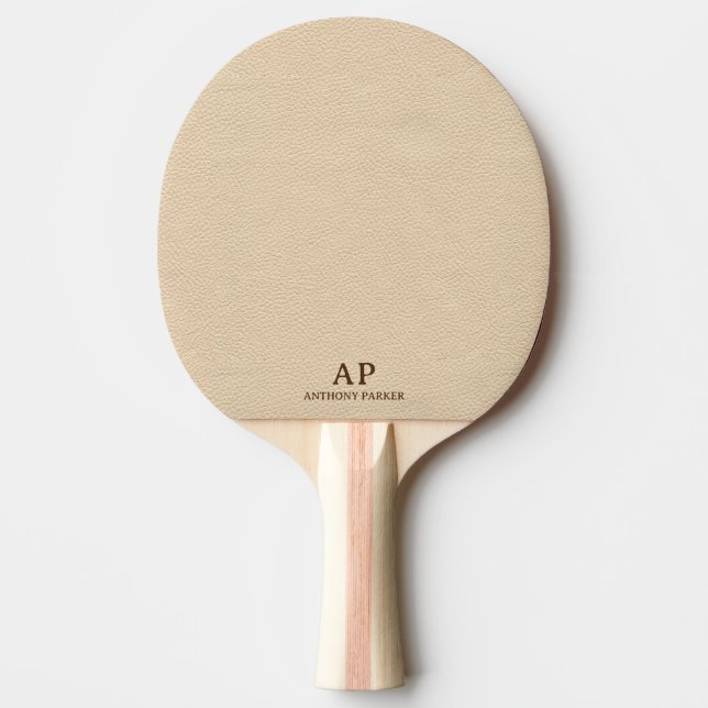 Simple Beige Leather Look   Ping Pong Paddle (Front)