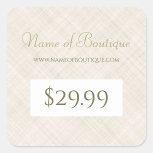 Simple Beige Linen Pattern Boutique Price Tag
