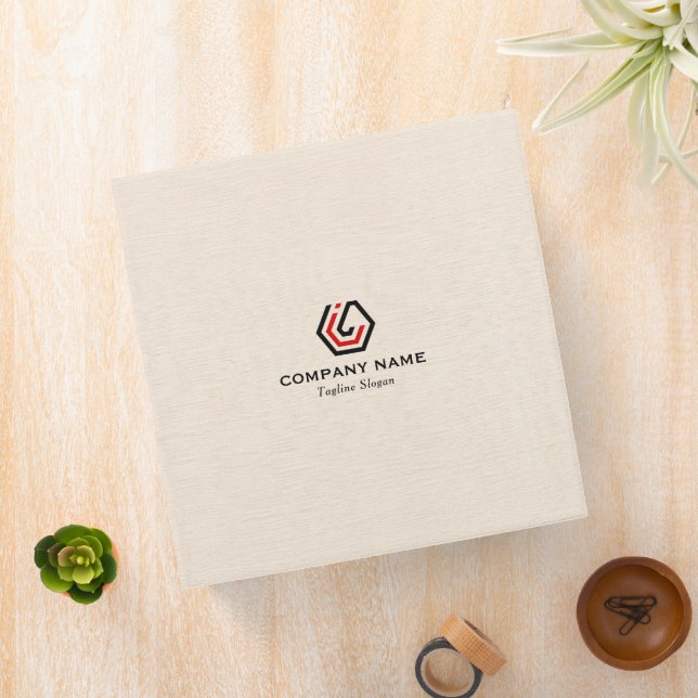 Simple Beige Linen & Stand in logo 3 Ring Binder (In Situ)