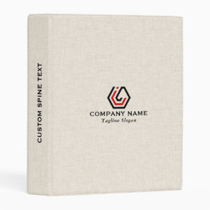 Simple Beige Linen & Stand in logo Mini Binder