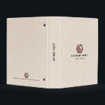 Simple Beige Linen & Stand in logo Mini Binder<br><div class="desc">Elegant minimalistic style with stand-in logo. Light beige linen with a logo in red and black.</div>