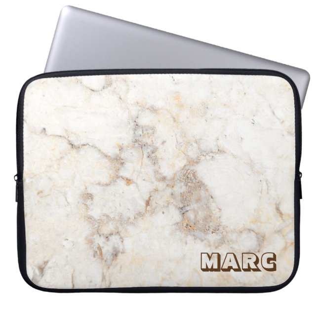 Simple Beige Marble Textute Laptop Sleeve (Front)