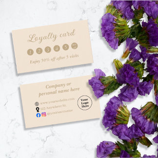 Simple beige minimalist loyalty card