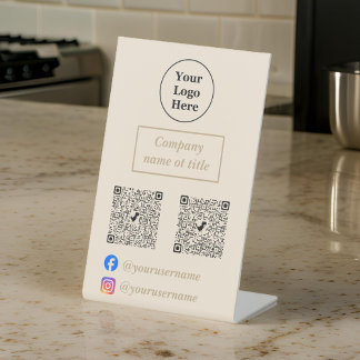 Simple beige minimalist pedestal sign