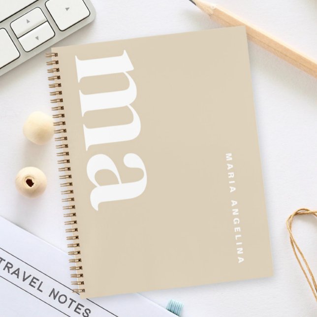 Simple Beige Monogram Notebook (Creator Uploaded)