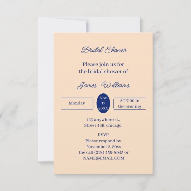 Simple Beige Personalized Bridal Shower Invitation (Front)