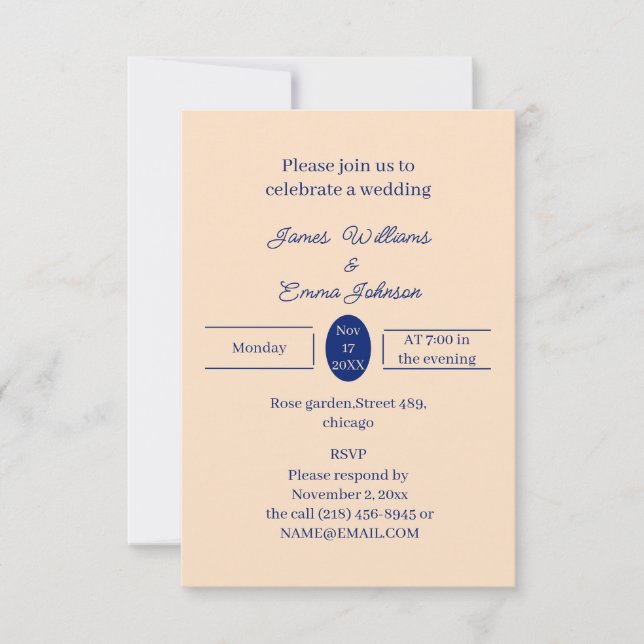 Simple Beige Personalized Wedding Invitation (Front)
