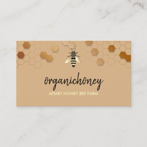 Simple Beige Pure Raw Honey Bee Apiary Honeycomb Business Card