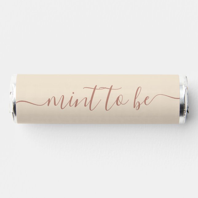Simple Beige Rose Gold "Mint to Be" Favor Label (Front)