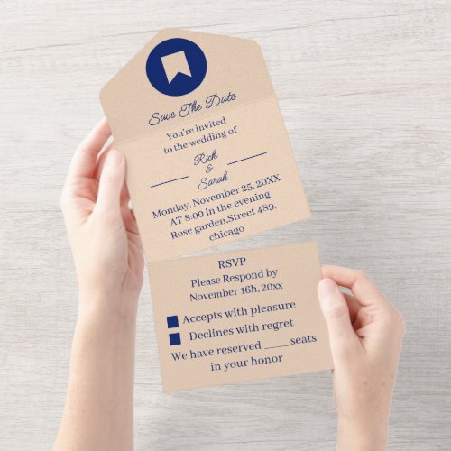 Simple Beige Save The Date All In One Invitation