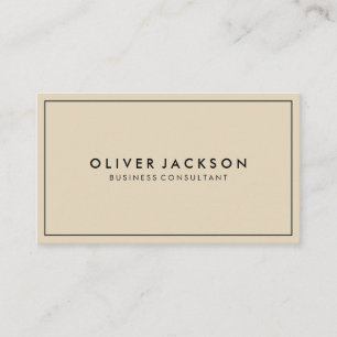 Simple Beige with Black Border Minimalist Business Card
