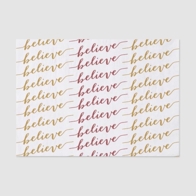 SIMPLE BELIEVE HOLIDAY GREETING | RED GOLD TISSUE PAPER (Front)