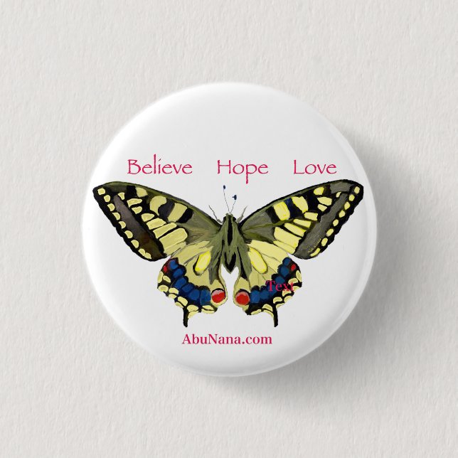Simple Believe, Hope, Love, Butterfly Button (Front)