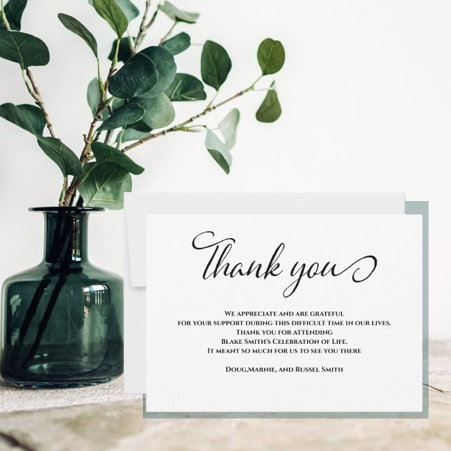 Simple Bereavement Funeral Sympathy Thank You (Modern Elegant Thank You Card)