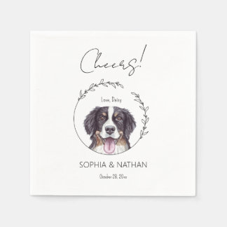Simple Bernese Mountain Dog Wedding Cocktail Napkins