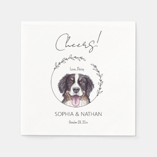 Simple Bernese Mountain Dog Wedding Cocktail  Napkins