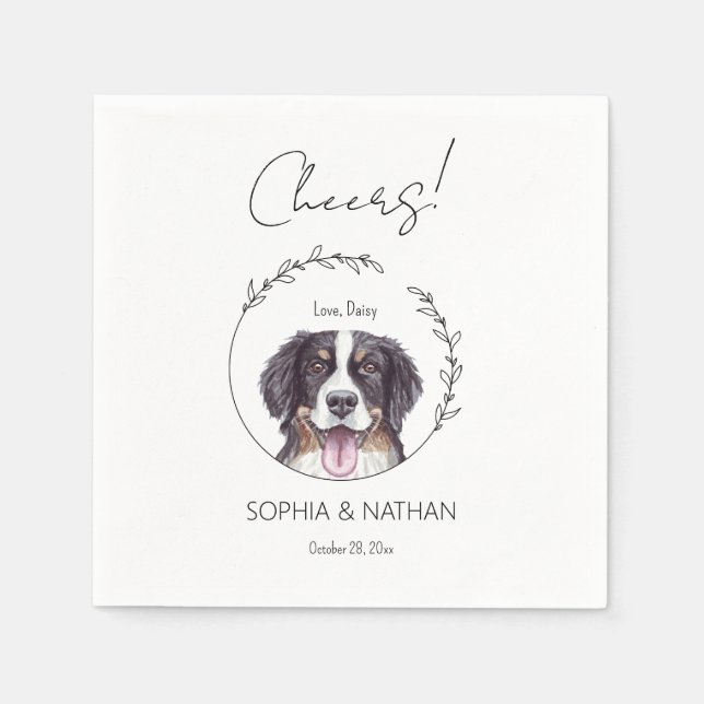 Simple Bernese Mountain Dog Wedding Cocktail  Napkins (Front)